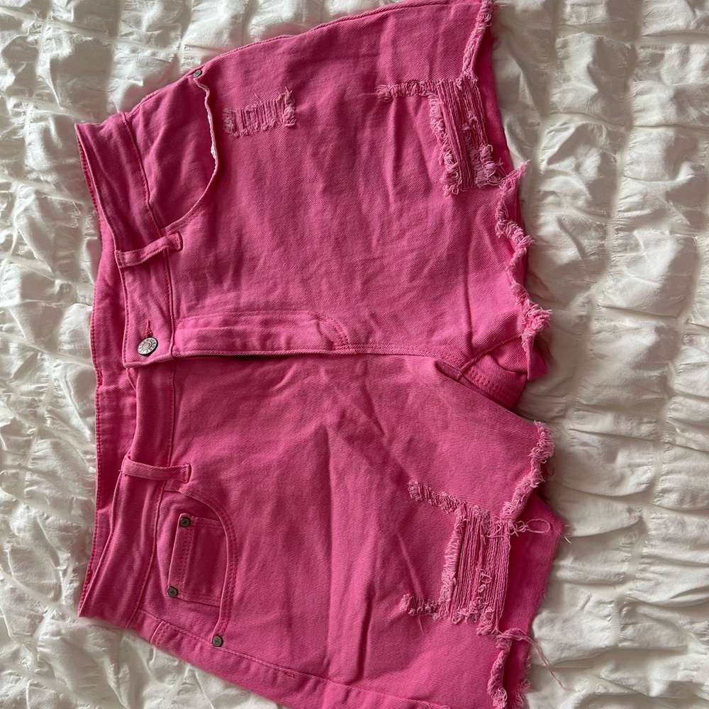 Pink Distressed Boutique Shorts